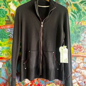 Green Apple Bamboo Black Zip-Up Yoga Jacket - Women’s Small - NWT